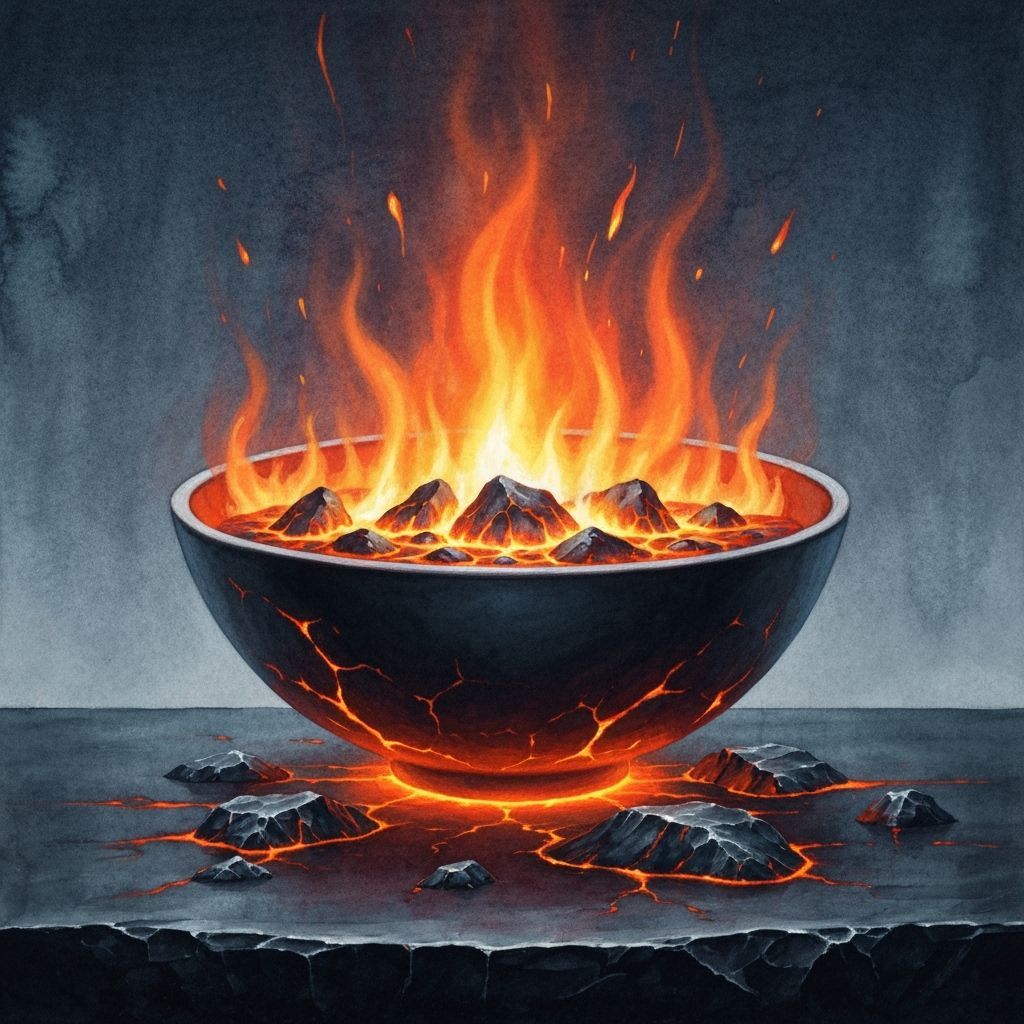 Watercolor Lava Bowl on Obsidian Table