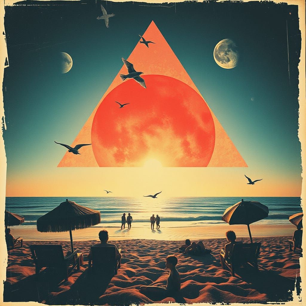 Distressed Noir Collage of Mysterious Shapes and Shadows