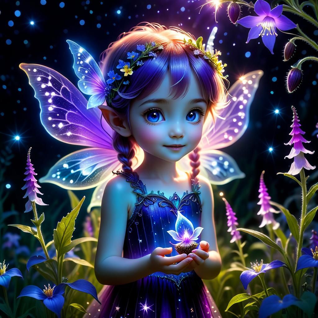 Glowing Fairy with Pixie Dust in Kirlian Style