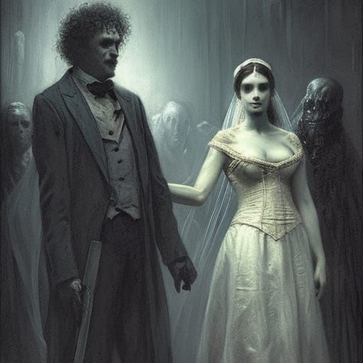 Gothic Horror Marriage Scene in Doré Style