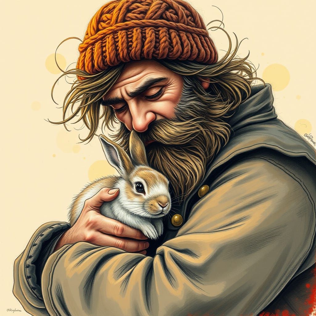 Tender Moment in a Dreamlike Landscape, in a Classic Paintin...