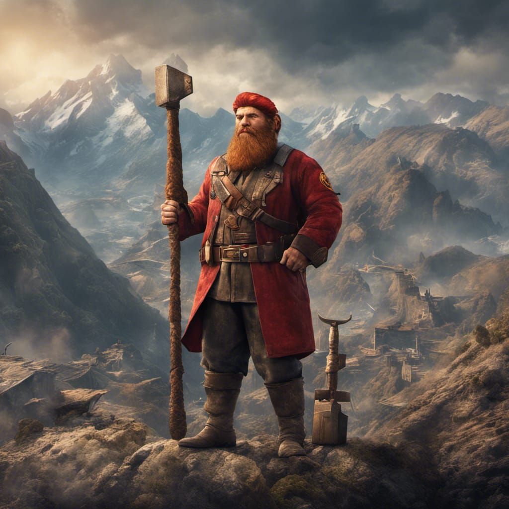 Heroic Dwarf Warrior in Detailed Matte Painting