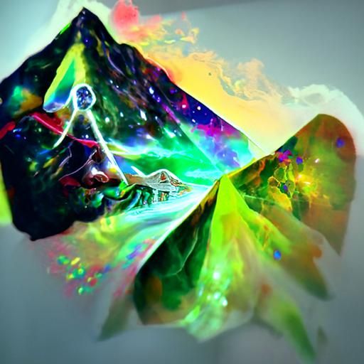 Living Mountain: Holographic Cosmic Astral Illustration