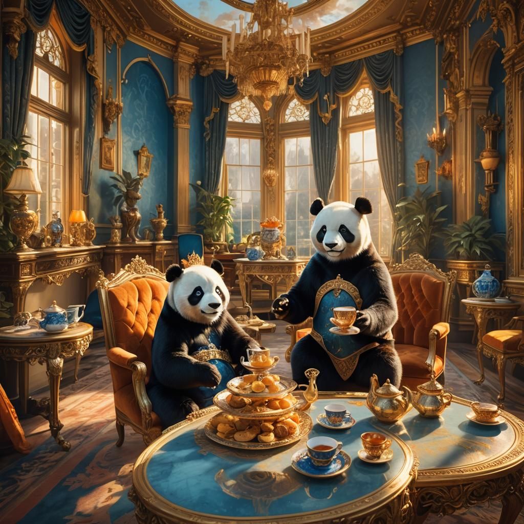 Panda and Queen Have Tea, Fantasy Art