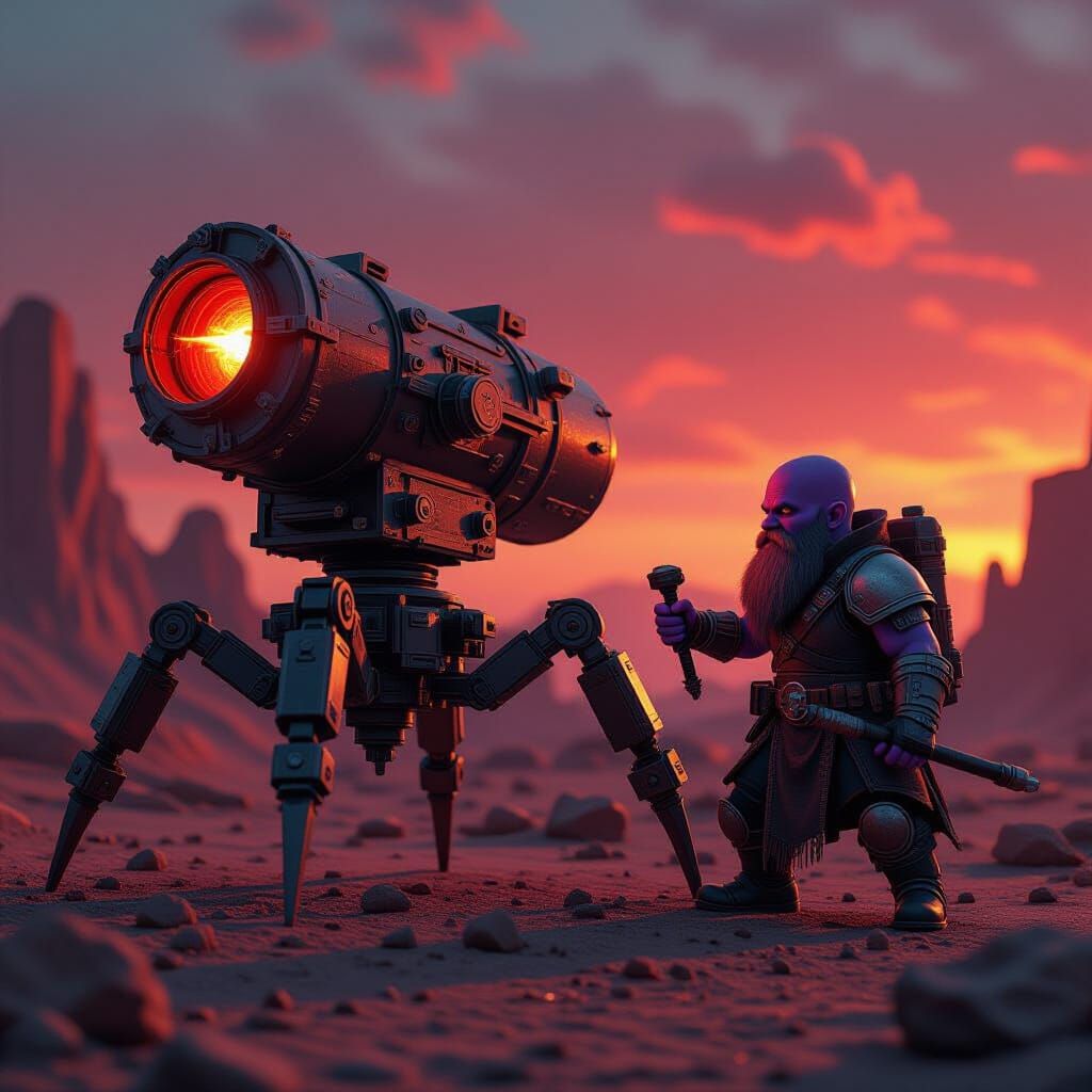 Miniature Doomsday Machine on Spider Legs with Smurf Artific...