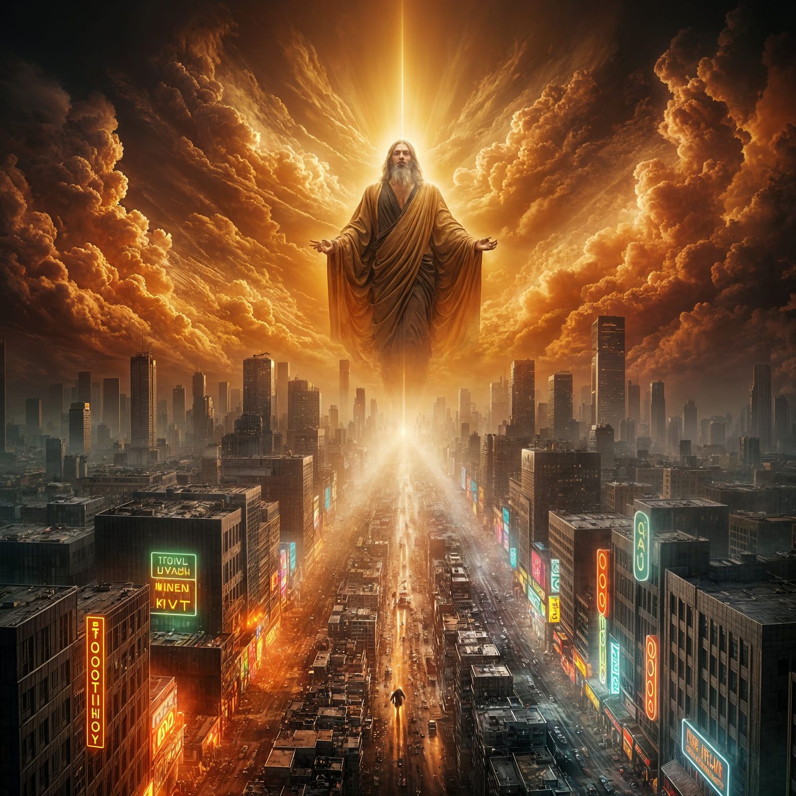 Divine Descent into a Decaying City in 8K