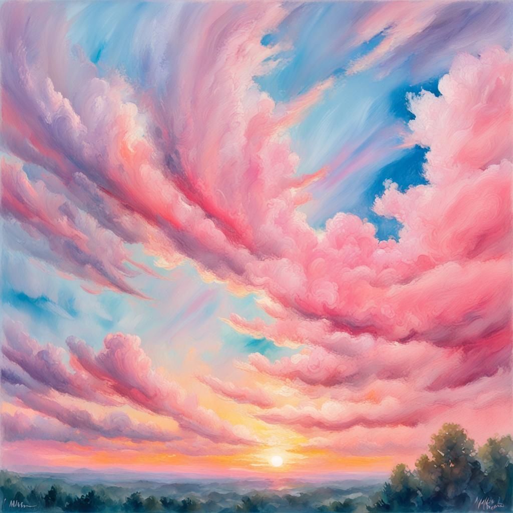 Pastel Sunset in Impressionist Gouache Style