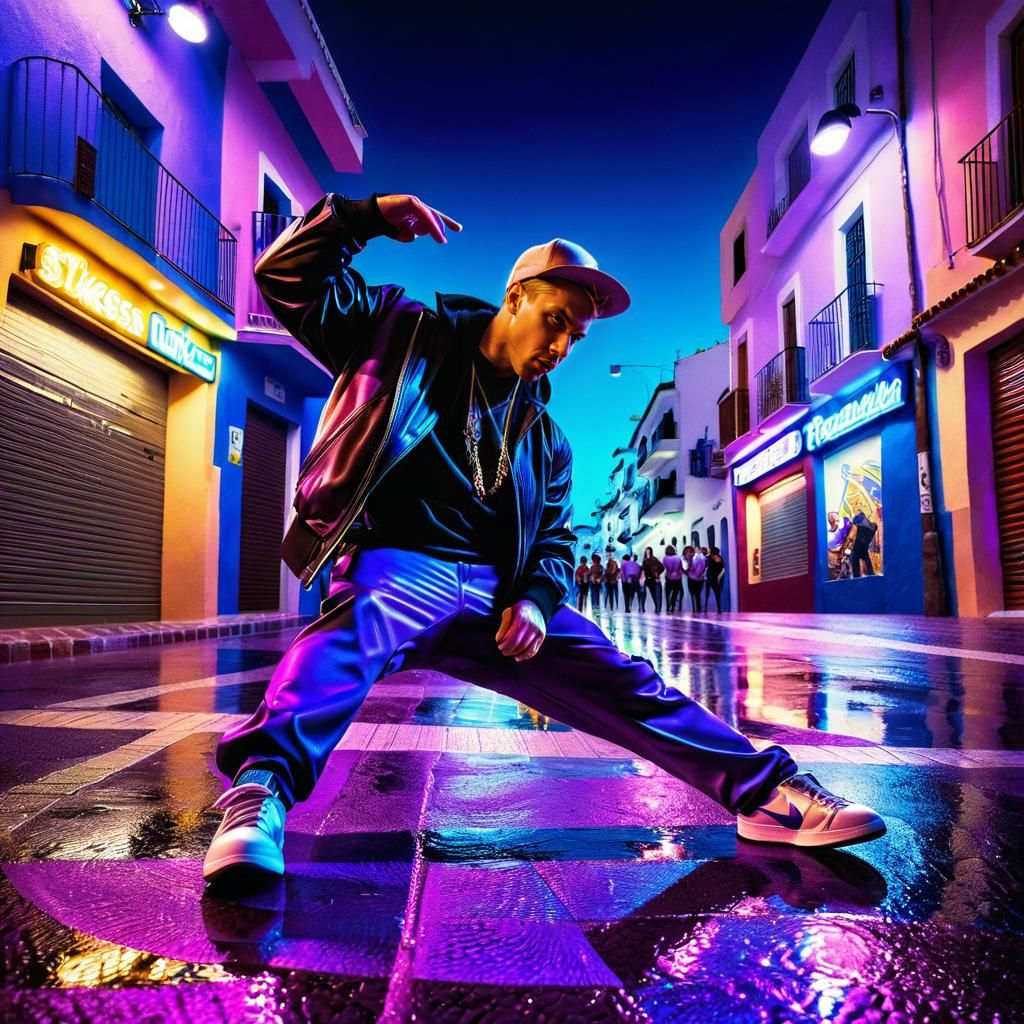 Hyperrealistic Breakdancer in Spain, Album Art Style