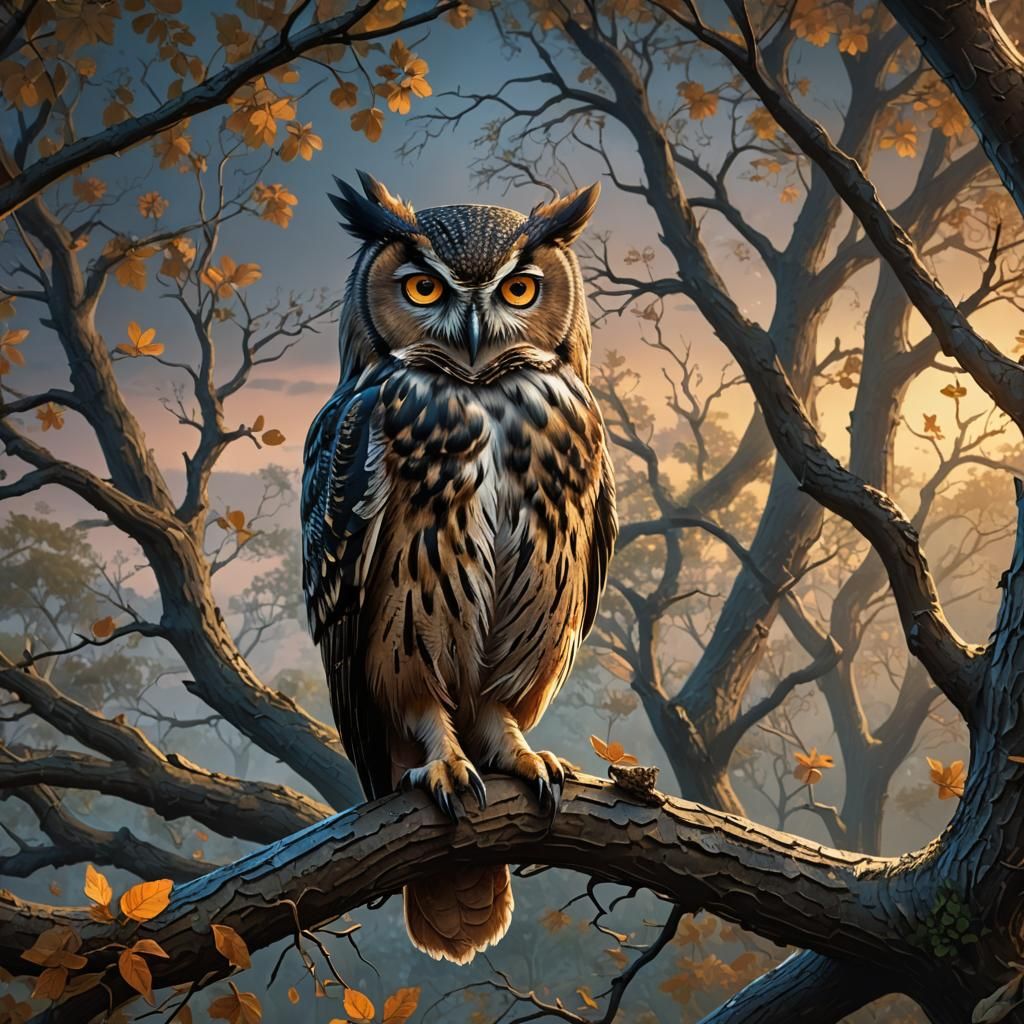 Owl and Nightingale in Detailed Matte Painting