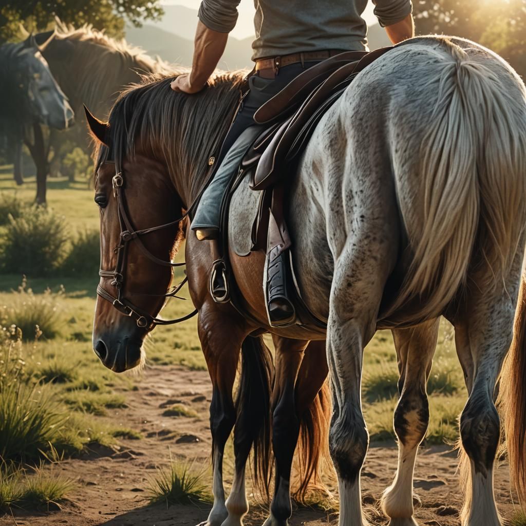 Man Carries Horse in Vivid Digital Art
