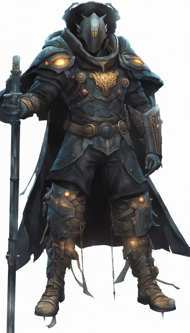 Futuristic Hero in Dystopian Arctic Landscape