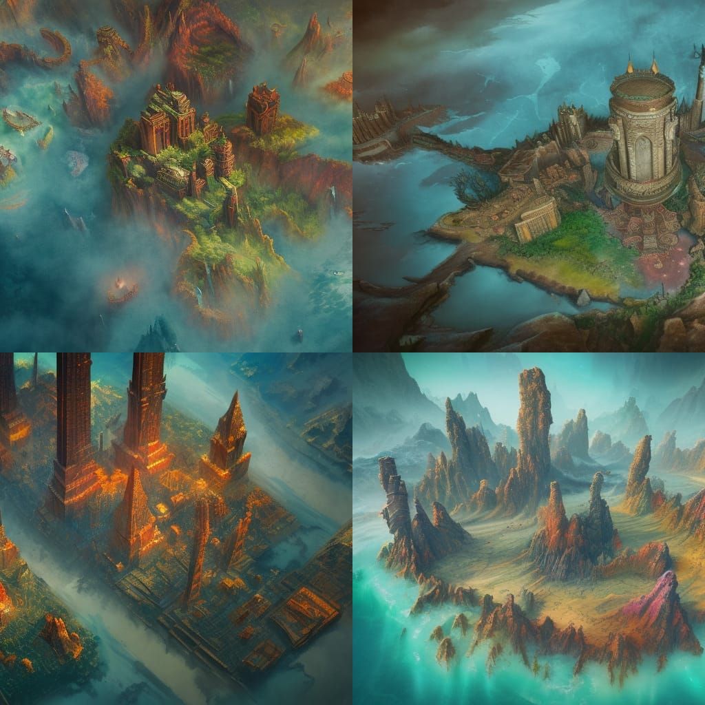 Detailed Watercolor Map in Fantasy Style