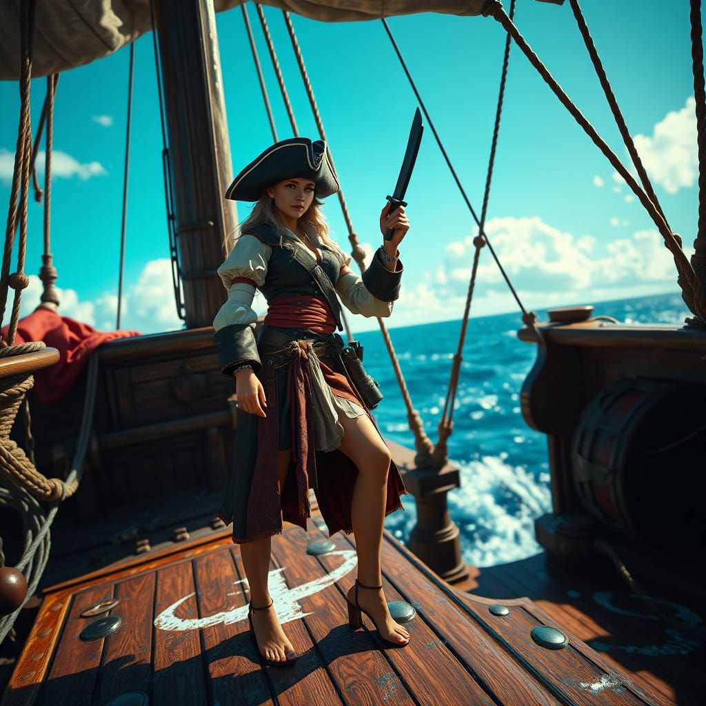 Surreal Pirate Captain Defies the Horizon