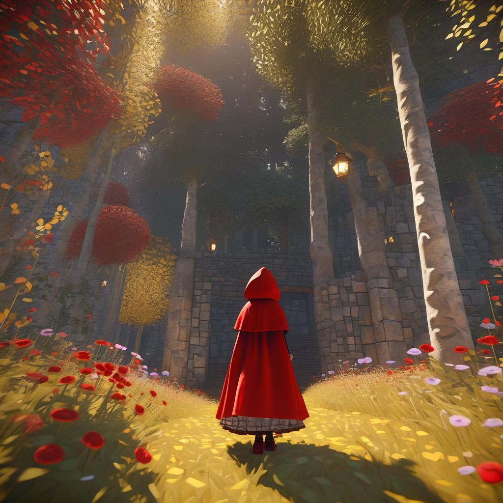 Little Red Riding Hood in Klimt Style