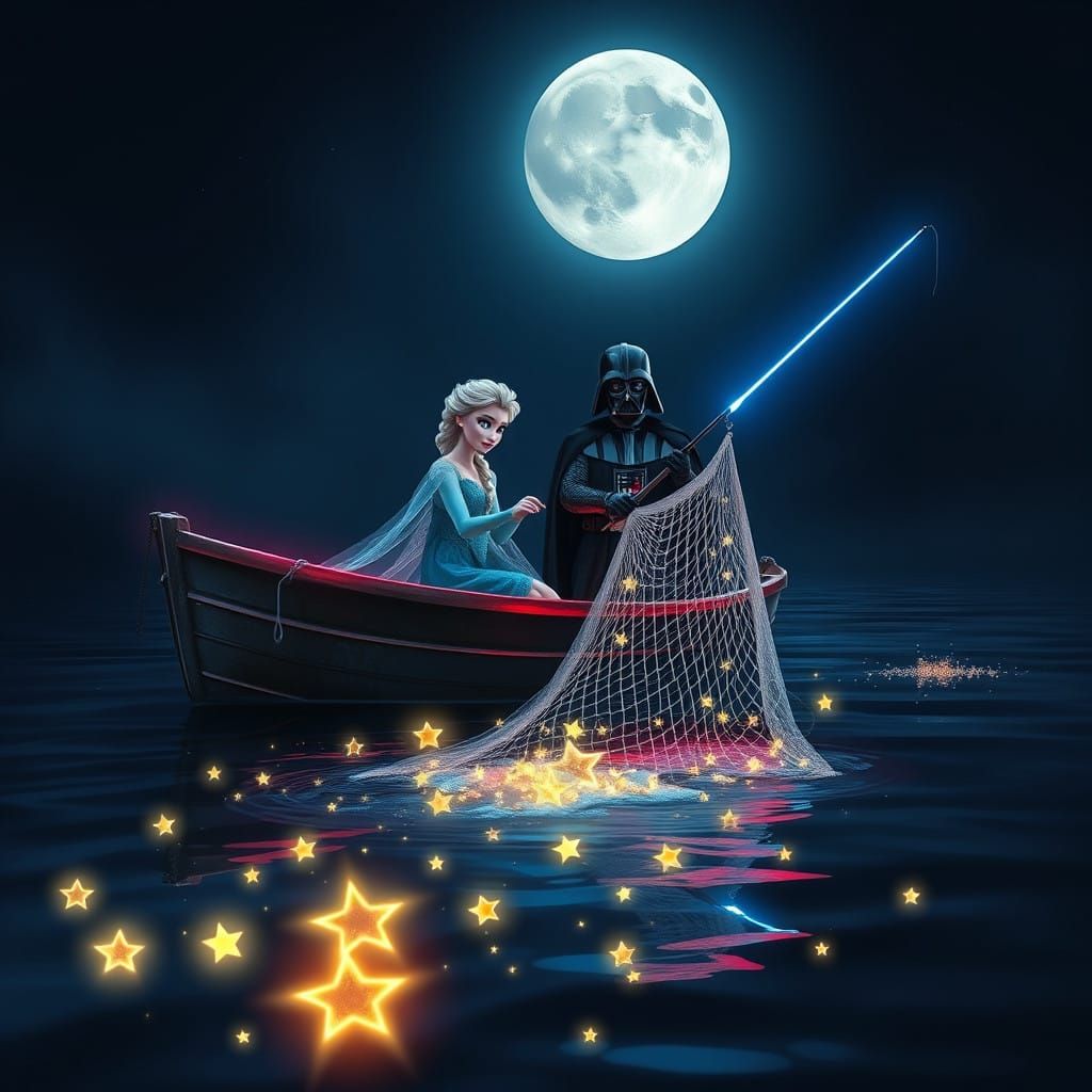 Elsa and Darth Vader's Glowing Starcatch: A Futuristic Fishi...