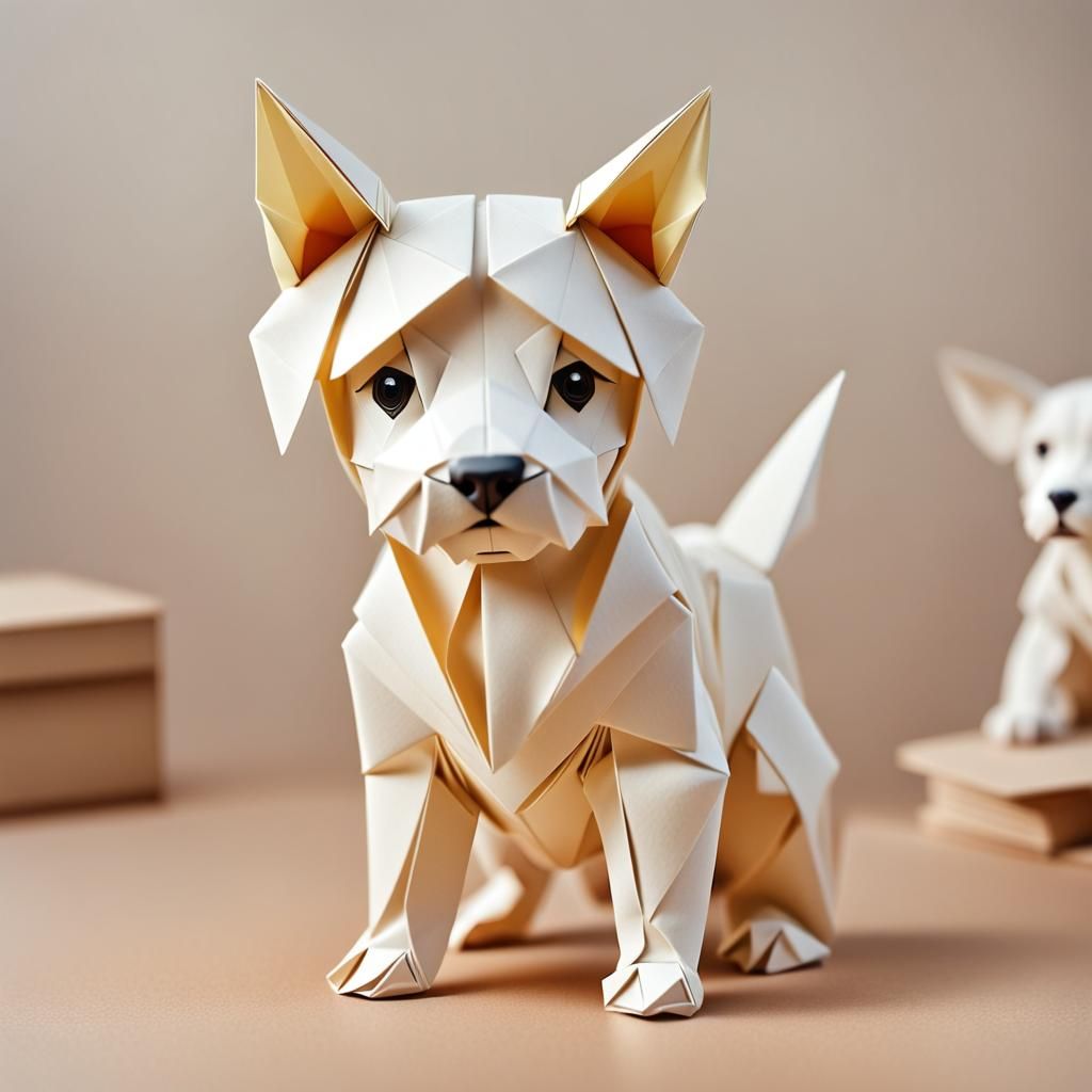 Off-White Origami Puppy Papercraft in 8K
