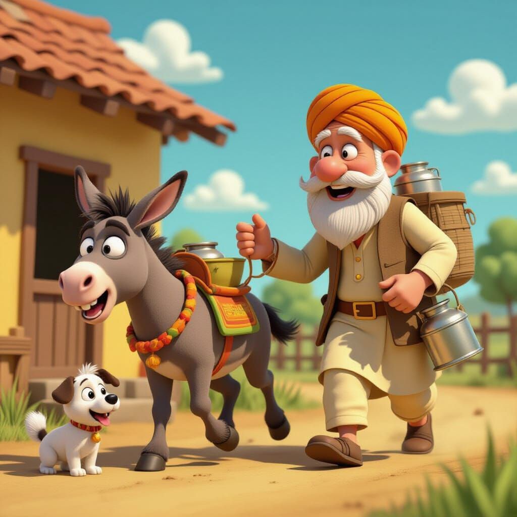 Comical Story of Kisan, Gogo, and Topo in 3D Cartoon Style