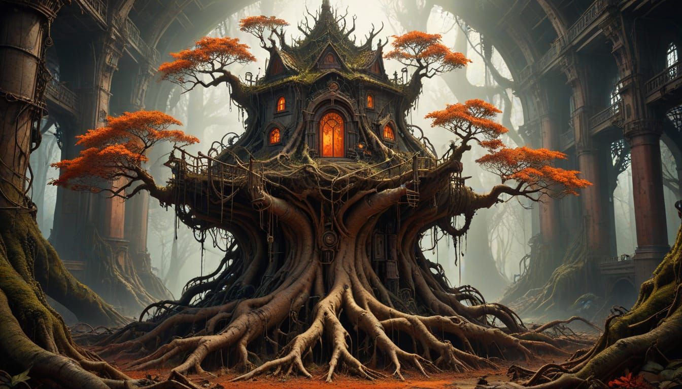 Orange Tree Stump Roots Shaped Like Pagoda Valves