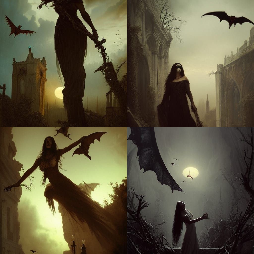 Hispanic Vampire Stalking Prey in Ruined Church