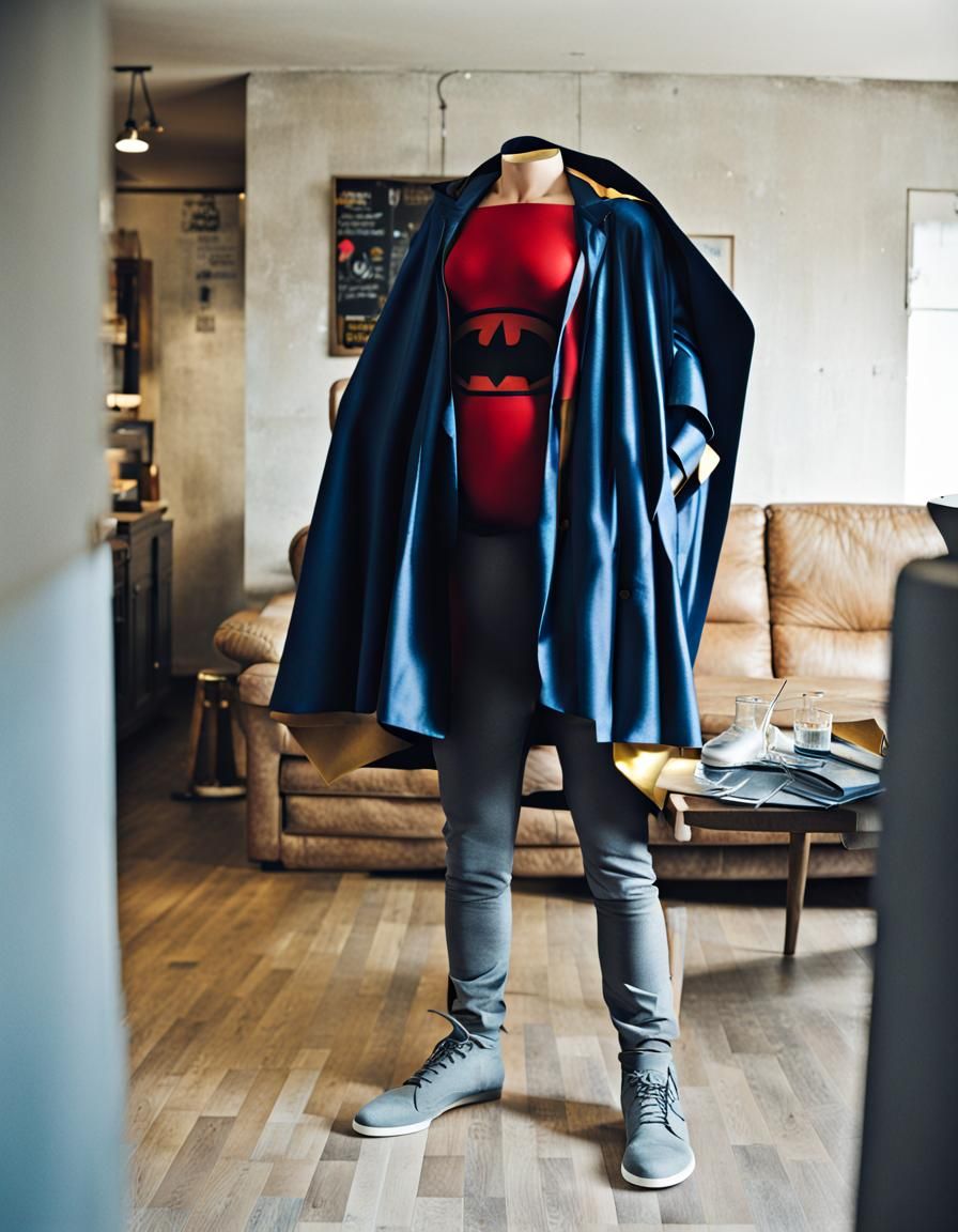 Triumphant Superhero Overlooking Cityscape