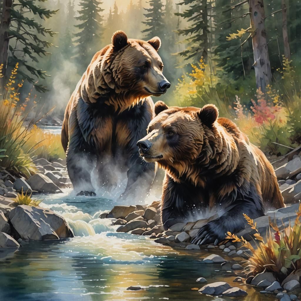 Fantasy Wildlife Portrait: Bear and Friends
