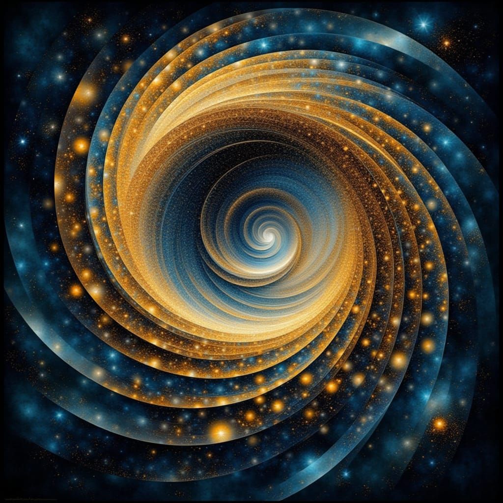 Fibonacci Sequence Golden Spiral in Cosmic Blue