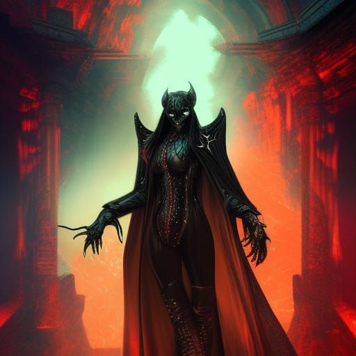 Cyber Devil Album Cover Art in Goth Style