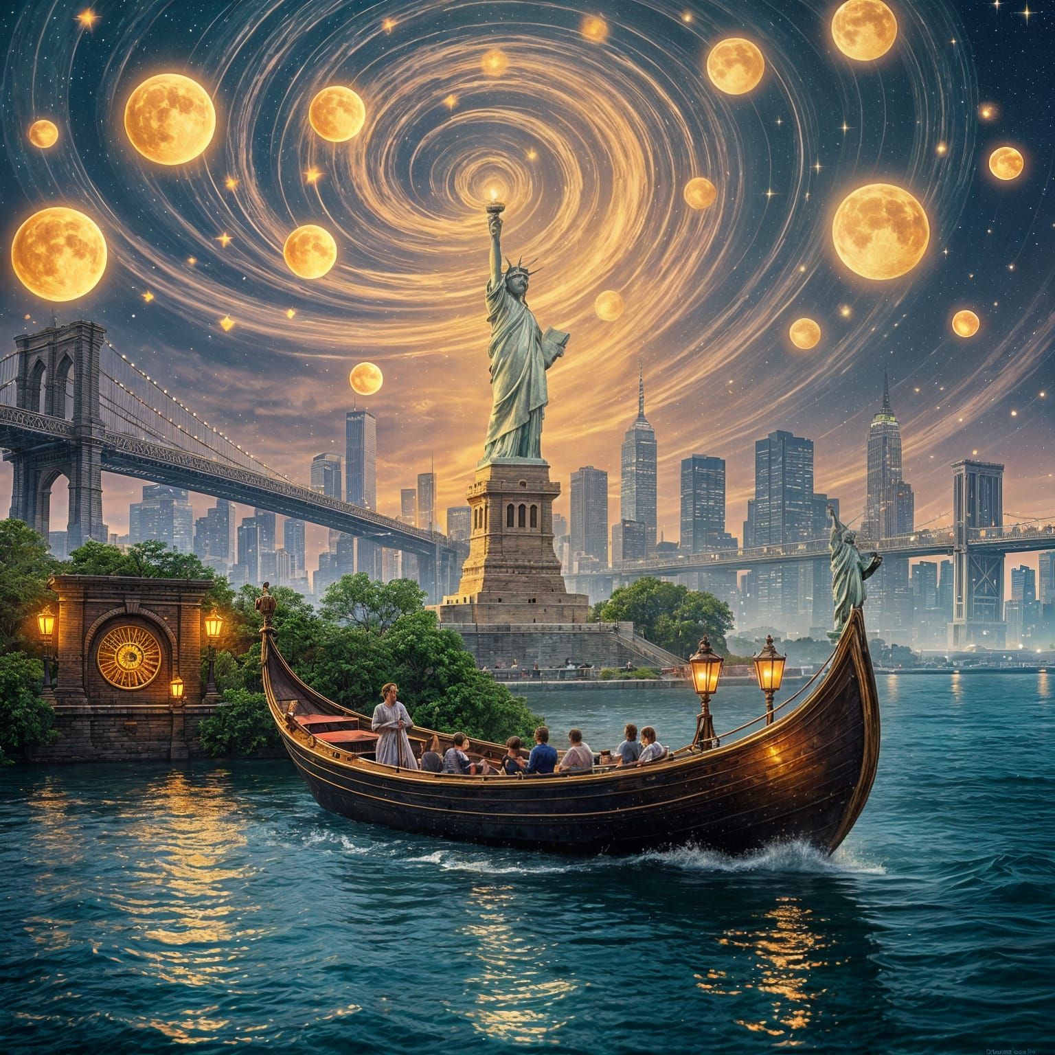 Statue of Liberty Dreamscape in Celestial Painting