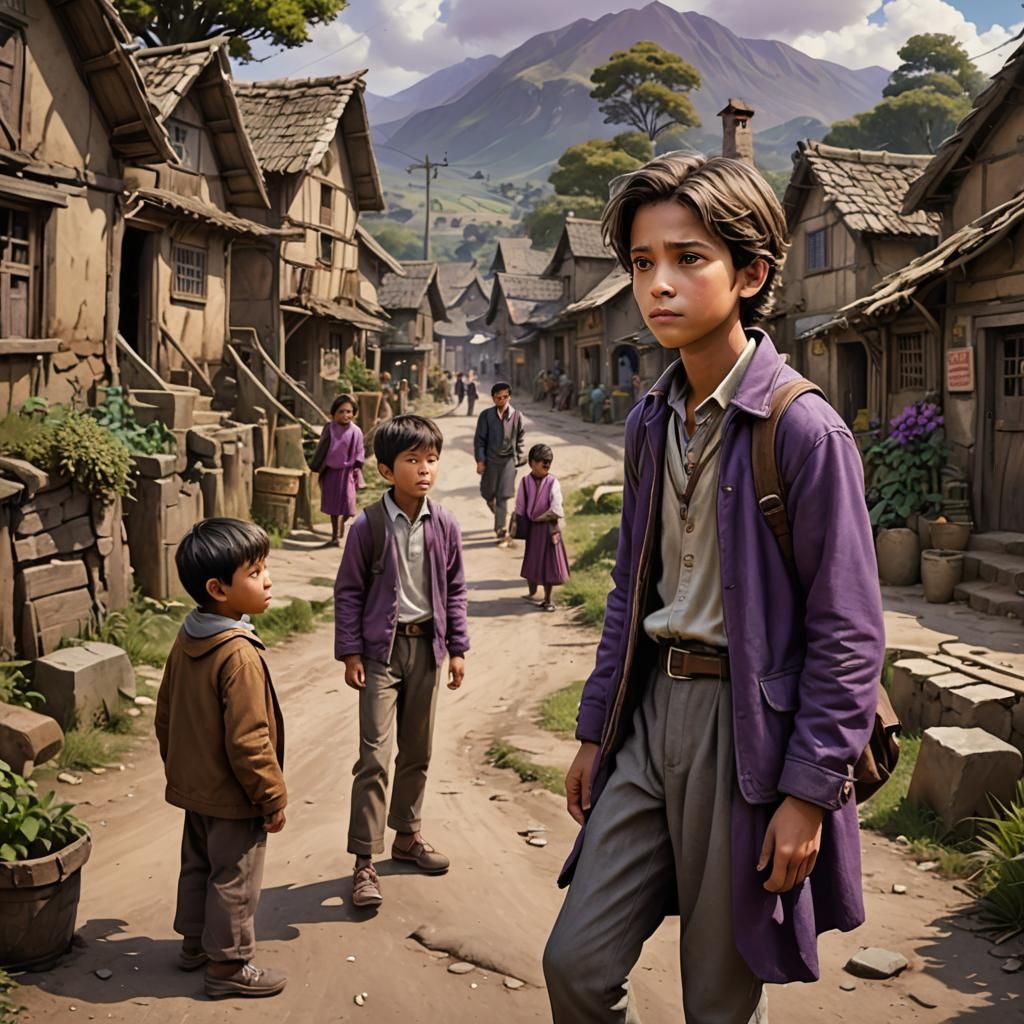 Boy Arrives in Village of Kindness: Matte Painting
