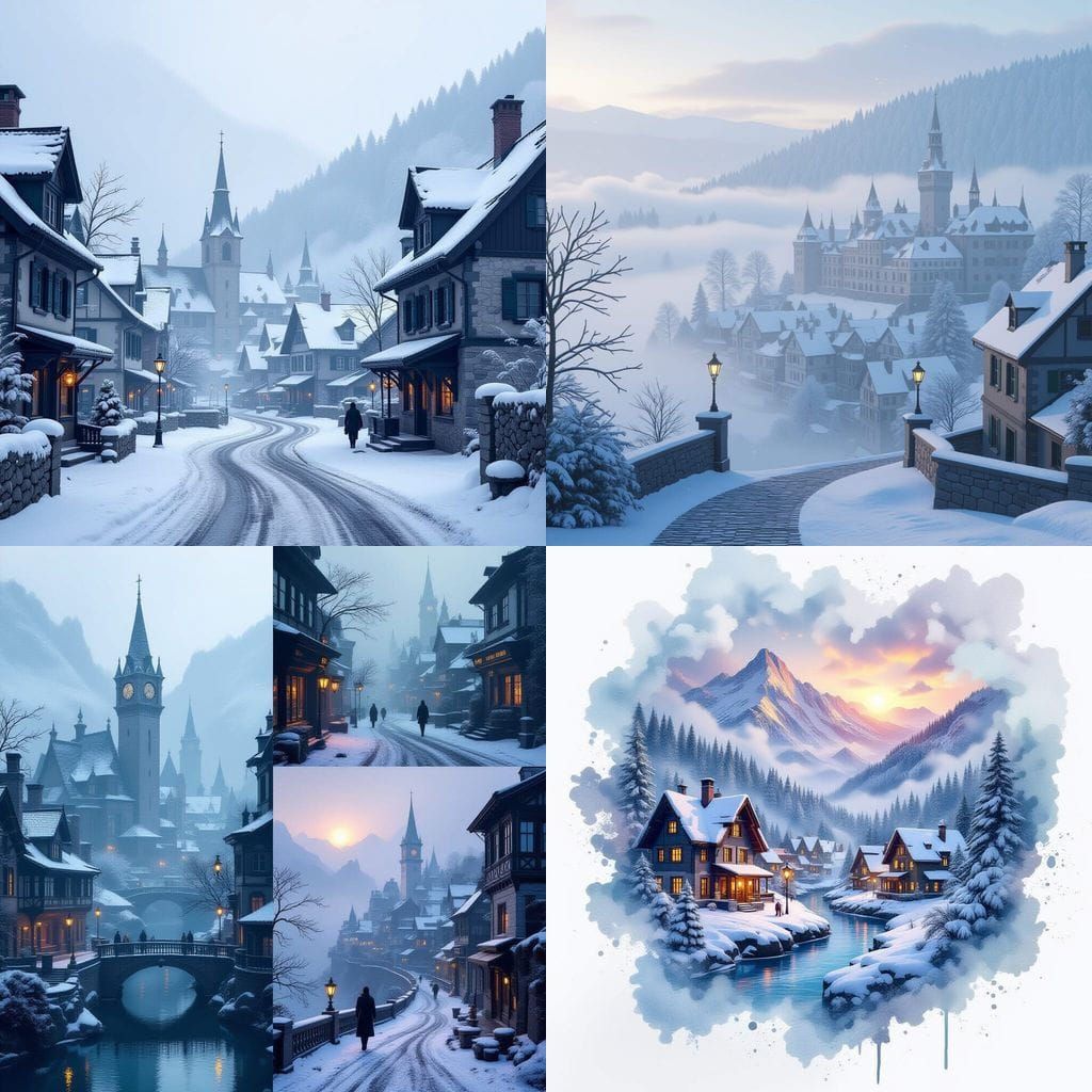 November Collage of Misty and Snowy Landscapes