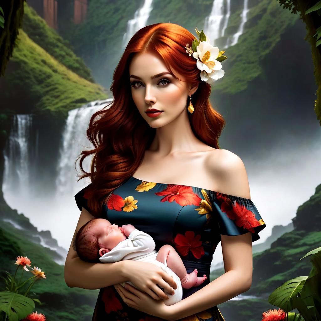 Mother and Child: Comic Book Style Illustration