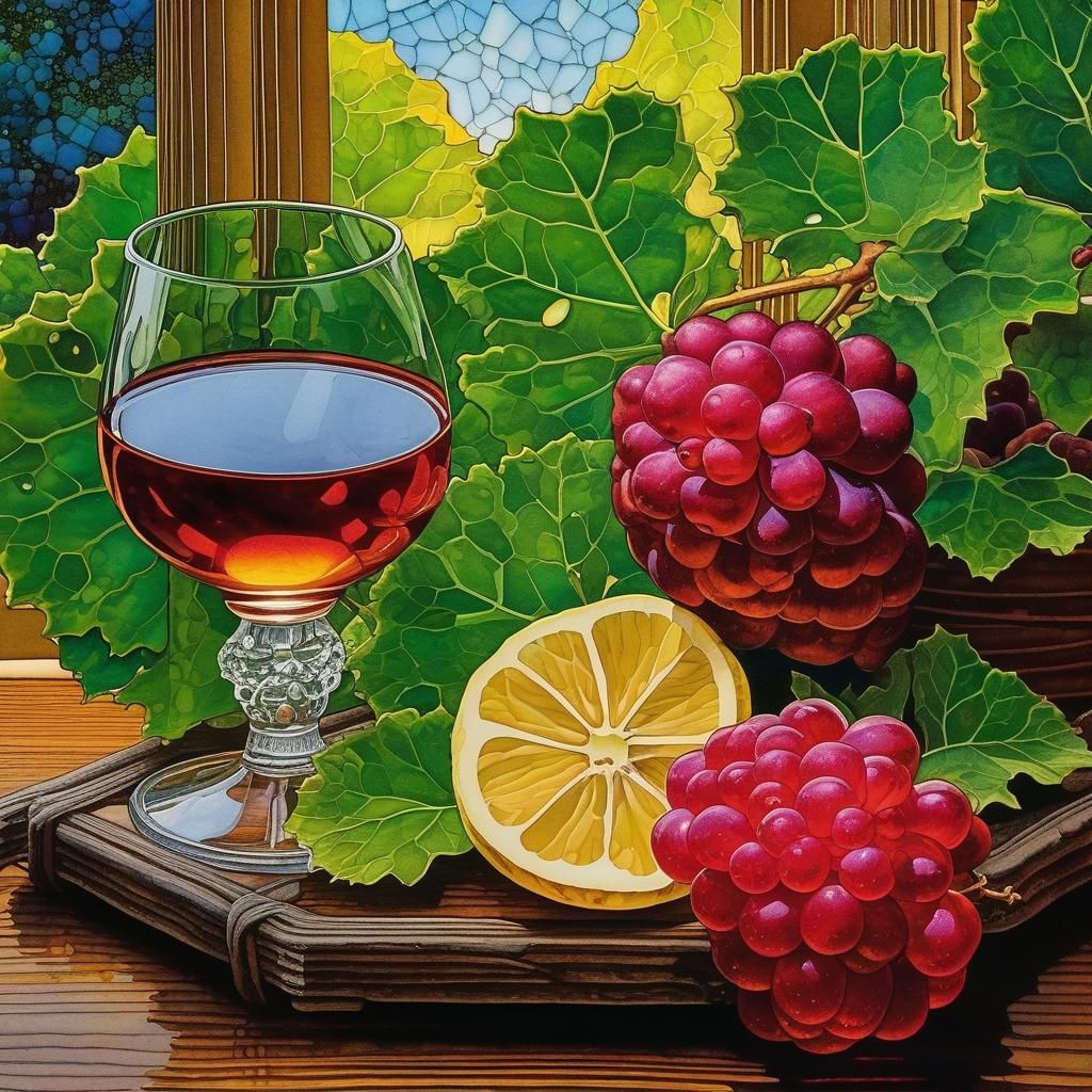 Vibrant Still Life in Alcohol Ink Style