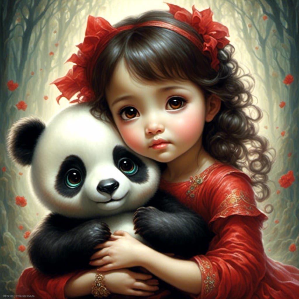 Adorable Korean Toddler with Panda Portrait