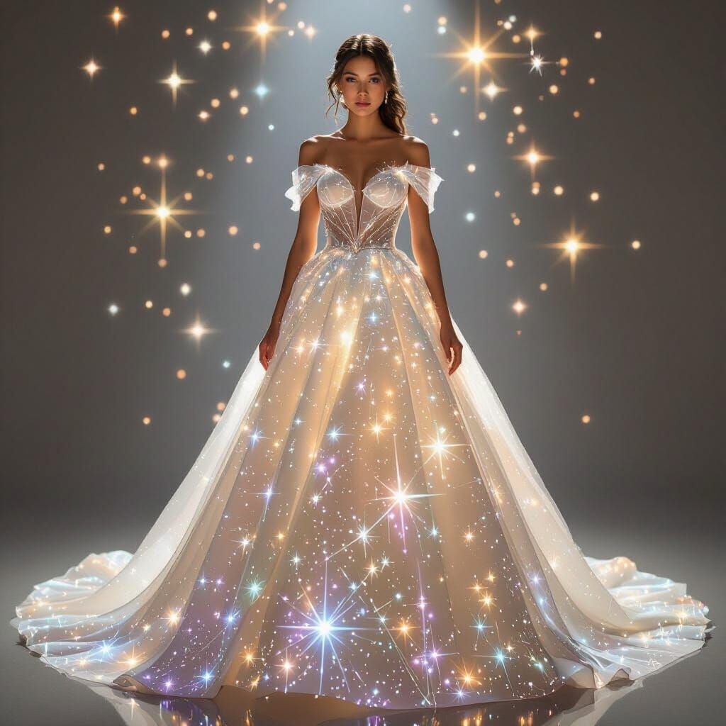 Celestial Fiber Optic Wedding Gown, Futuristic Art