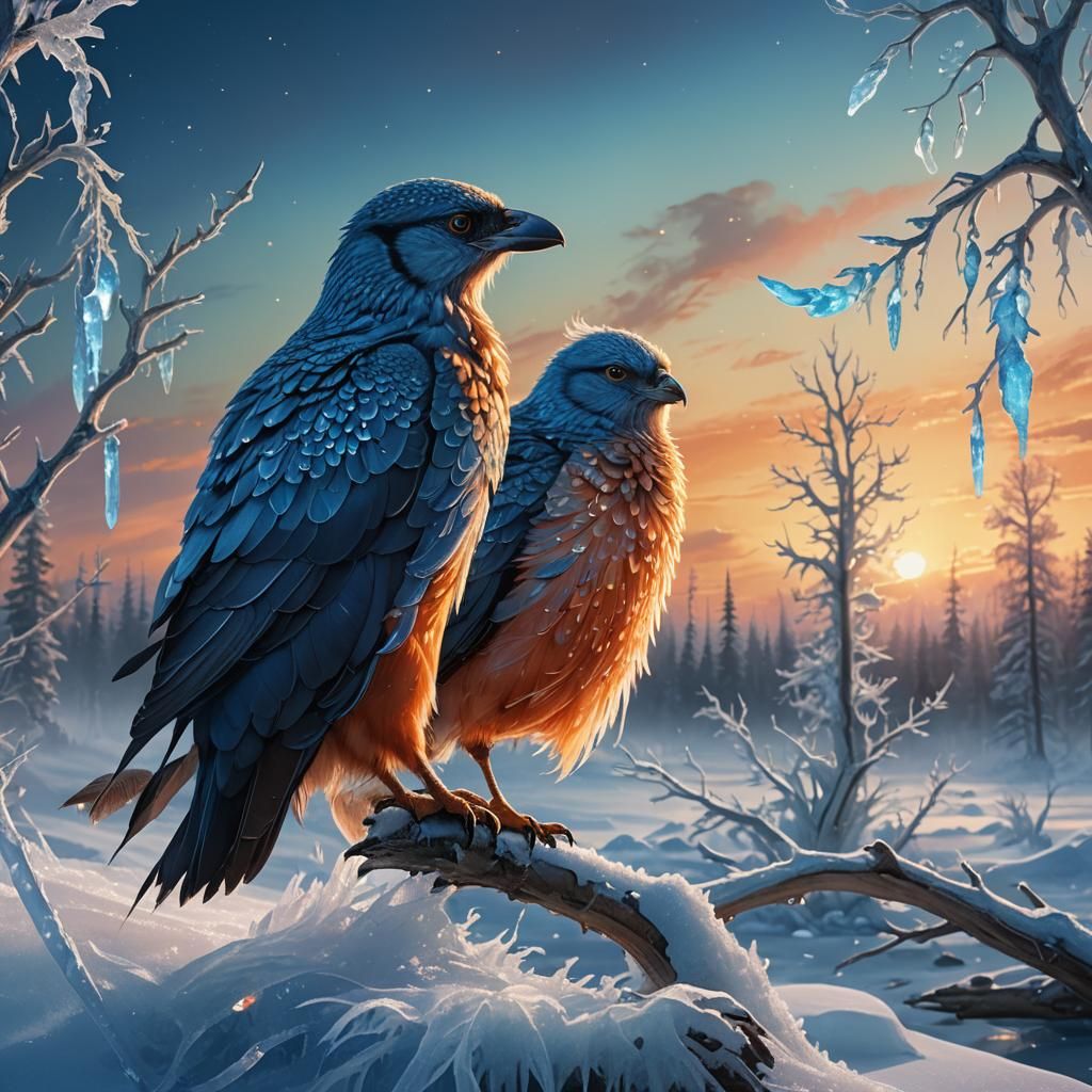 Majestic Super Penguin in Icy Fantasy Landscape