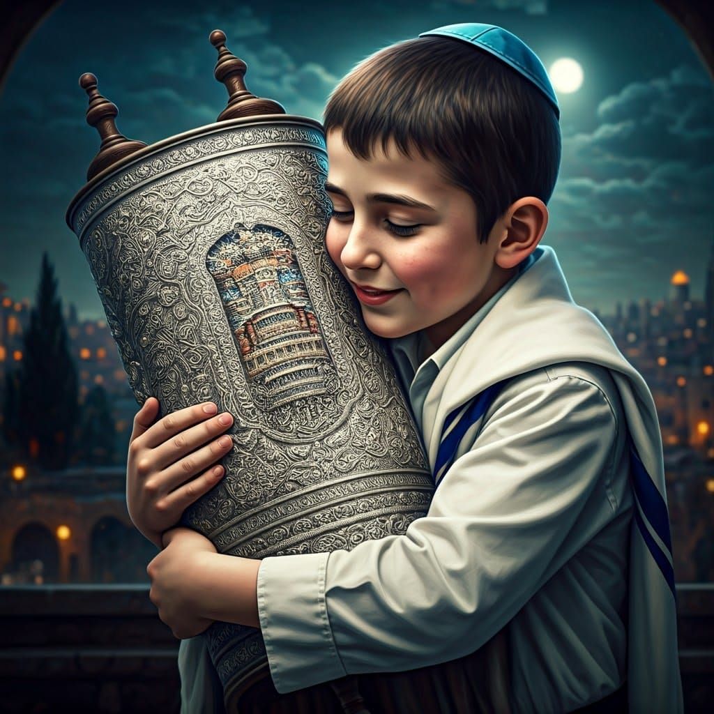 Hasidic Boy Bids Farewell to Sacred Torah Scroll in Dreamlik...