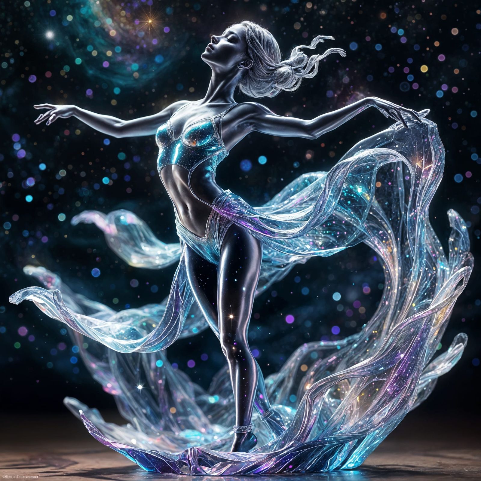 Ethereal Crystal Dancer: Cosmic Art