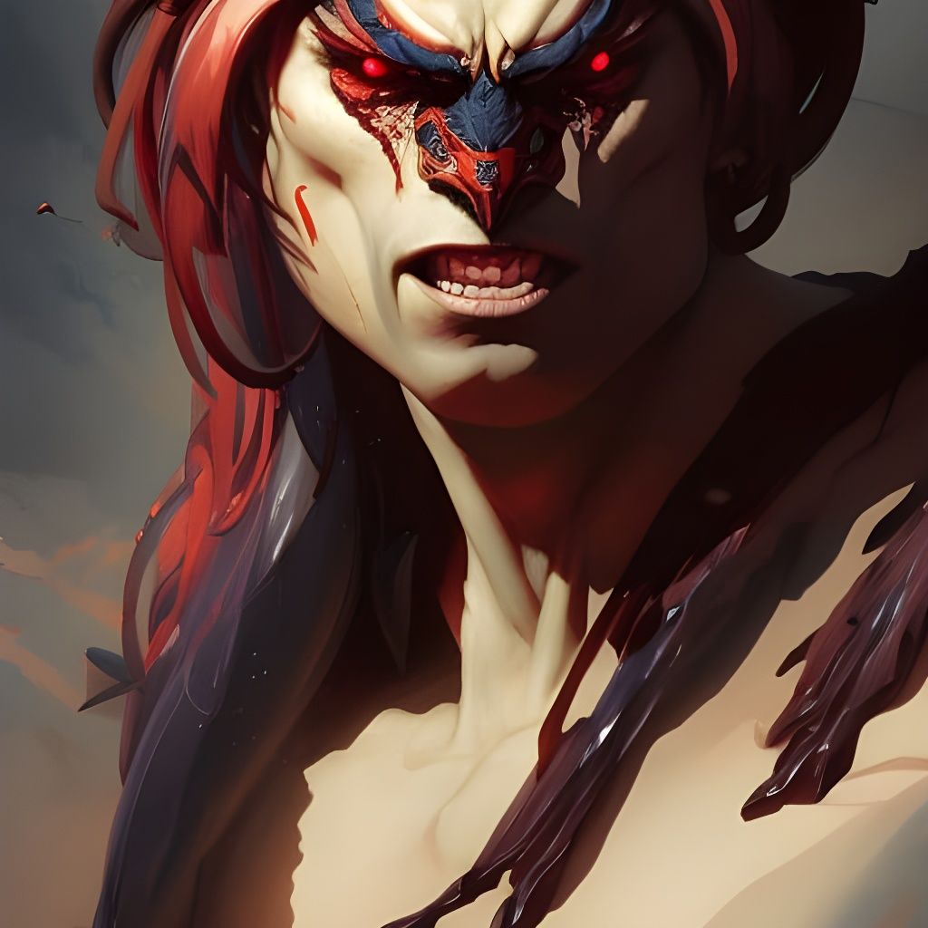 Detailed Portrait of Demonic Troll in Fantasy Art