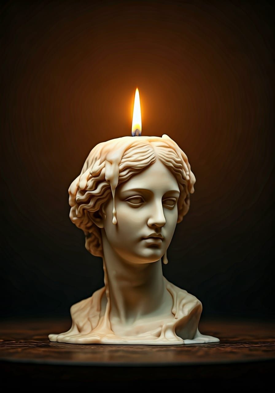 Ethereal Candle Sculpture in Digital Art Style