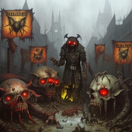 Dark Fantasy Leper in Industrial Setting