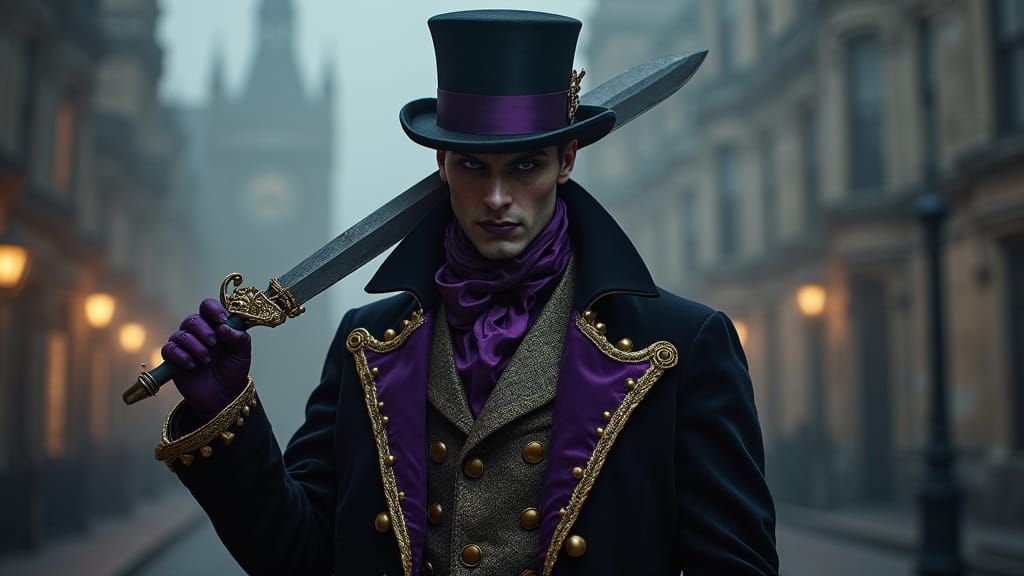 Gothic Victorian Man with Knife in London