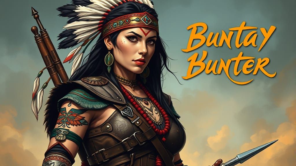 Native American Warrior Bounty Hunter in Comic Book Style