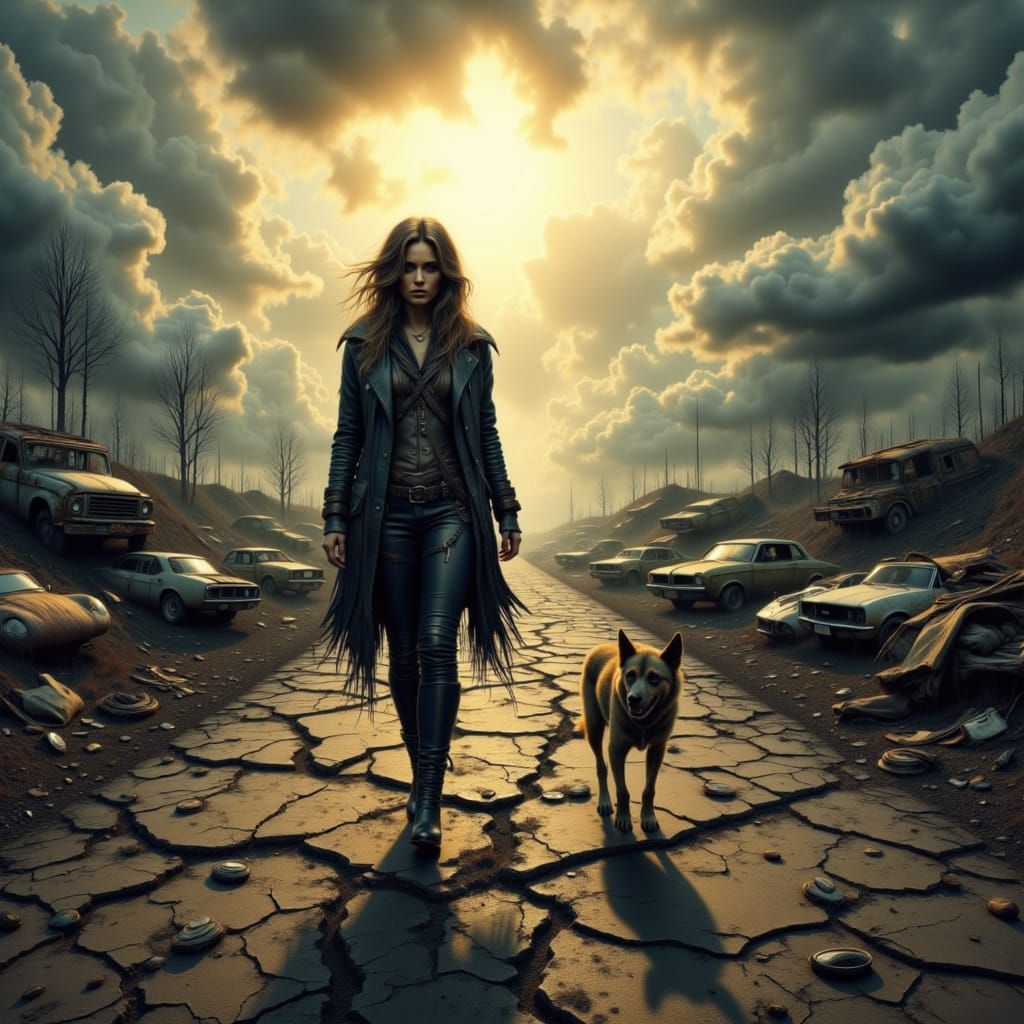 Lone Survivor in Post-Apocalyptic Landscape