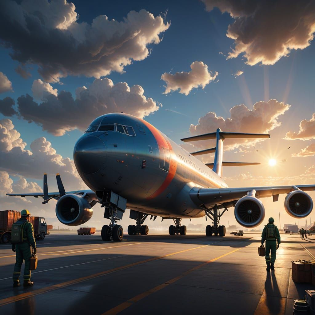 Realistic Cargo Plane Loading Scene Cinematic Digital Art