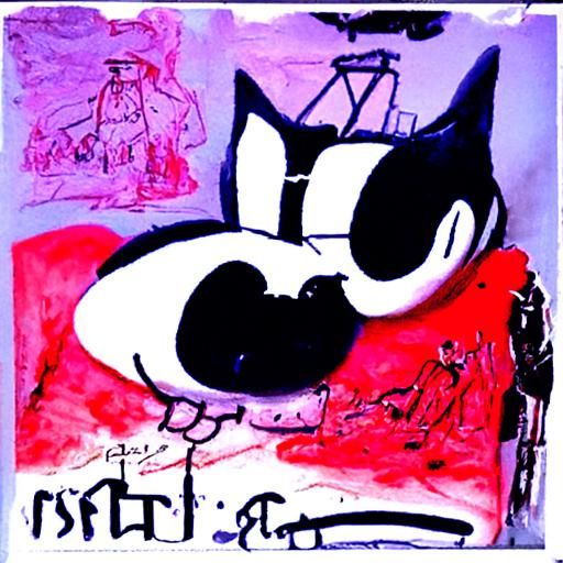 Grotesque Felix the Cat in Cartoon Style