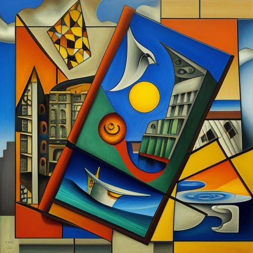 Surrealist Composition in Cubist Style