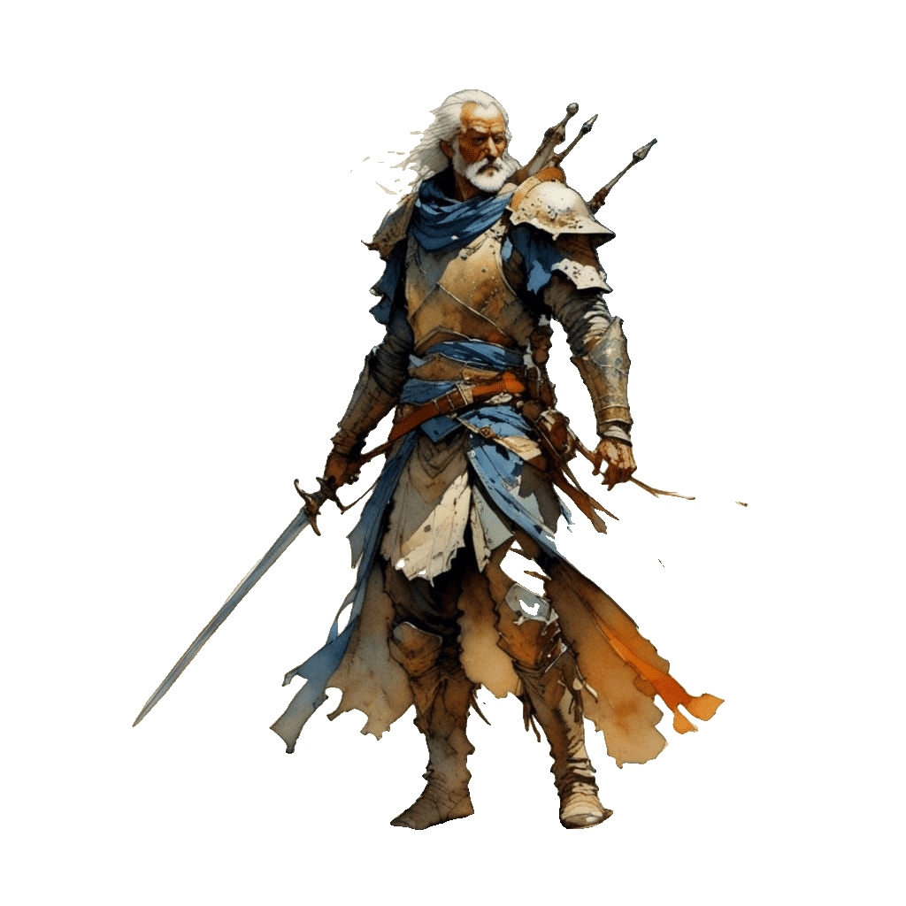 Elven Warrior in Detailed Ink Style