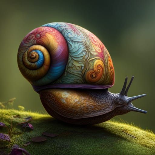 Fantastical Decorated Snail Concept Art in 8k