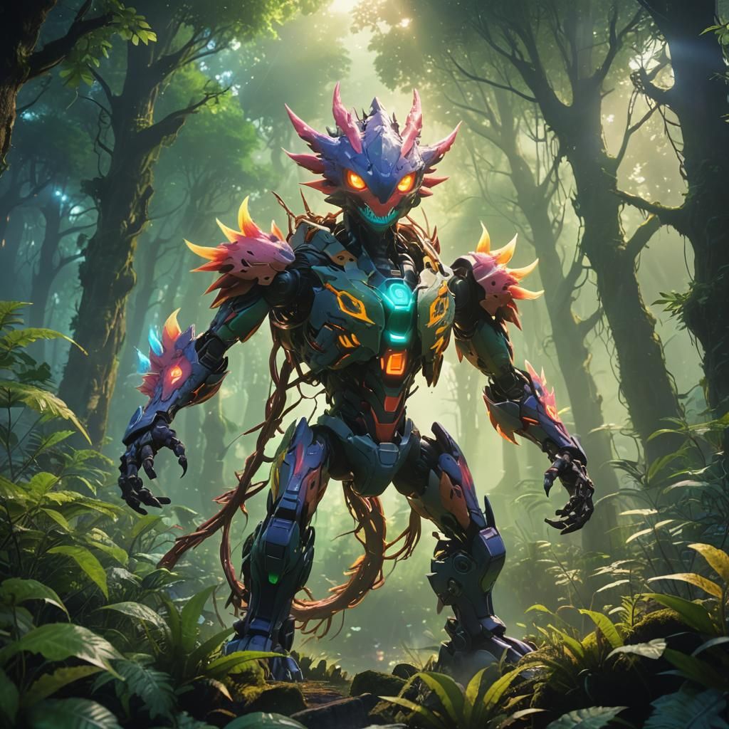 Digimon in Mystical Forest, Anime Style
