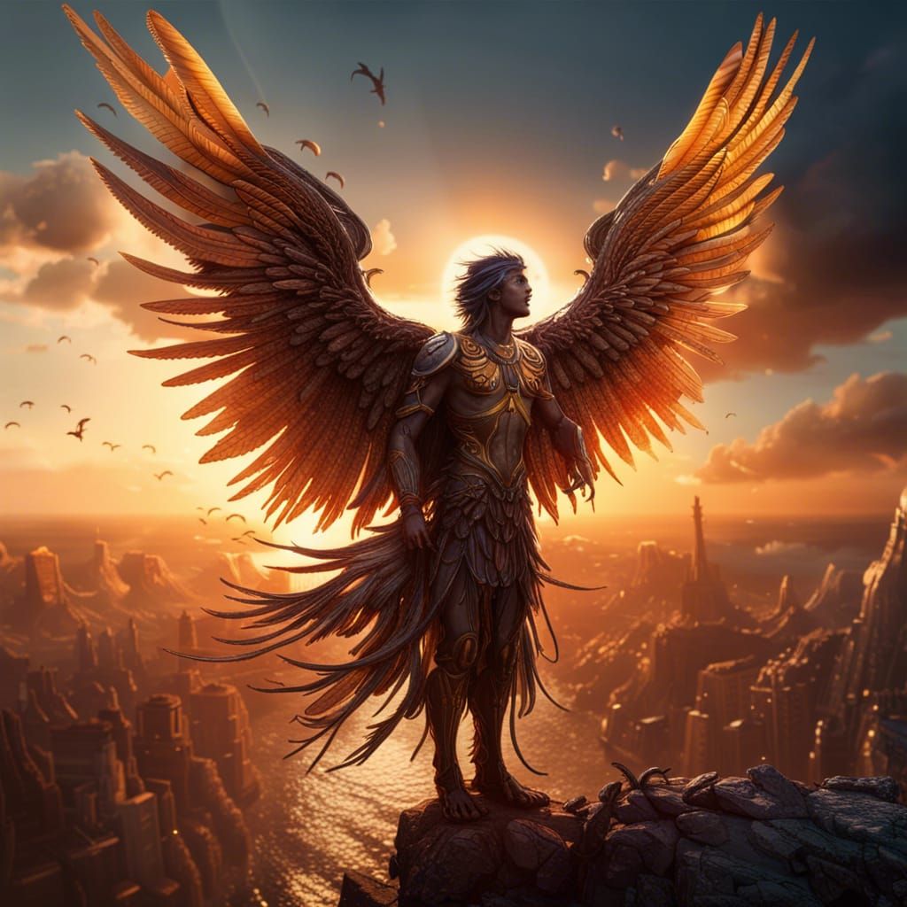 Icarus's Fatal Flight: A Digital Art Masterpiece